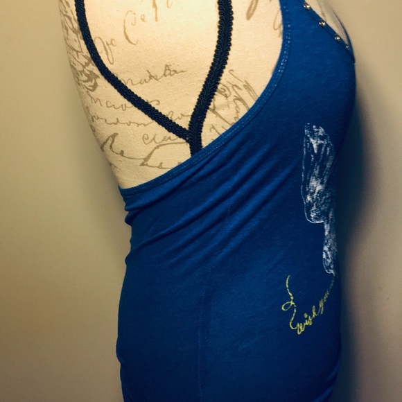 NWOT Free People blue T-strap tank top Small - Picture 3 of 8